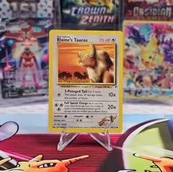 Blaine's Tauros 64/132 Gym Heroes Unlimited Pokemon Card Common - NM - Image 1