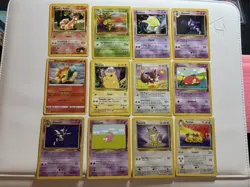 Vintage Pokemon Card Lot Of 12 English Cards Pikachu, Eevee, & Meowth - WotC HP - Image 1