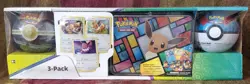 Pokemon Three Pack Treasure Chest 2 Poke Ball Tins Trading Cards Game New in Box - Image 1