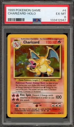 Pokemon Charizard Base Set Unlimited Holo Rare #4 PSA 6 - Image 1