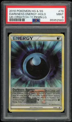 Pokemon Darkness Energy Holo Crosshatch Logo HG&SS 2010 #79 PSA 9 Mint - Image 1