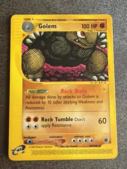Pokemon TCG Golem – Expedition Base Set – 49/165 – Rare – Non-Holo – WOTC E-Read - Image 1