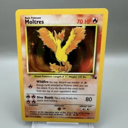 Moltres 12/62 Fossil Holo-Rare Pokemon 1999 WotC NM - LP - Image 1