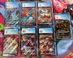 Pokemon CGC Slab Lot Of 9 | Secret Rare, Full Art, V + Vmax’s Sword & Shield Era - Image 1