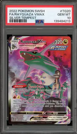 Pokemon Rayquaza VMAX Silver Tempest Trainer Gallery Full Art #TG20 PSA 10 - Image 1