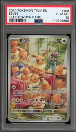 Pokemon Eevee Twilight Masquerade Illustration Rare #188 PSA 10 Gem Mint - Image 1