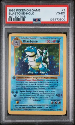 1999 Pokemon Game Blastoise-Holo 1st Edition #2 VG-EX PSA 4 - Image 1