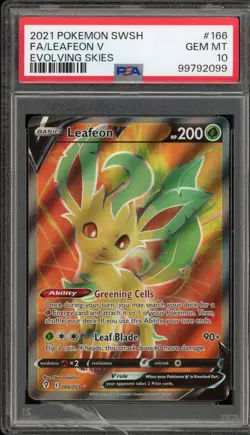 Pokemon Leafeon V Evolving Skies Full Art #166 DAMAGED SLAB PSA 10 Gem Mint - Image 1