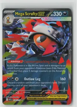 Pokemon Mega Scrafty ex #135/217 ME: Ascended Heroes Near Mint or Better - Image 1