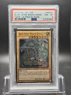 Yugioh PSA 8 NM-MT Blue-Eyes White Dragon YSKR-EN001 Ultimate Rare - Image 1