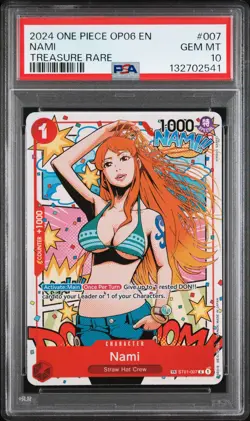 2024 ONE PIECE OP06-WINGS OF THE CAPTAIN TREASURE RARE #007 NAMI PSA 10 - Image 1