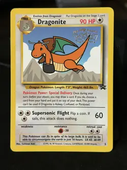 Pokemon Card Dragonite #5 RARE First Movie Stamped Black Star Promo WOTC English - Image 1