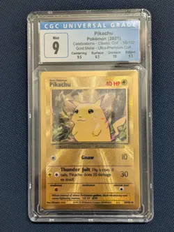 CGC 9 - Pikachu 58/102 Celebrations UPC Gold Metal Pokemon Promo Card - Image 1