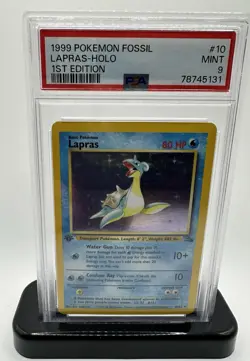 Pokemon Lapras Fossil 10/62 PSA 9 1st Edition Holo Rare English Card - Image 1