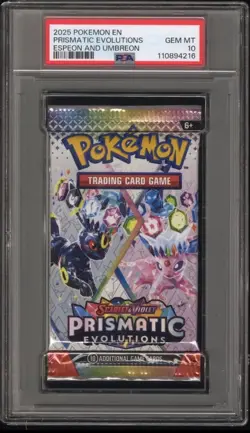 2025 Pokemon EN Prismatic Evolutions Espeon Umbreon Booster Pack PSA 10 Gem Mint - Image 1