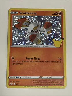 Pokemon Scorbunny 16/25 Holo 25th Anniversary Mcdonalds Promo 2021 Card - Image 1