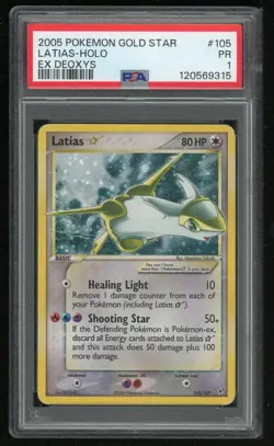 Pokemon Latias Gold Star EX Holo Ultra Rare Deoxys 105/107 PSA 1 Graded - Image 1