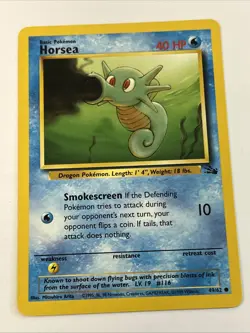 Horsea 49/62 Fossil Regular 1999 Unlimited Pokemon Game TCG - Image 1