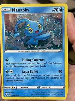 POKEMON MANAPHY SWSH275 PROMO BLACK STAR COSMOS WITH SWIRL HOLOFOIL NM CARD - Image 1
