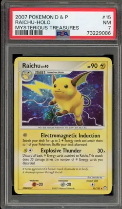 Pokemon Raichu Mysterious Treasures Holo Rare #15 PSA 7 - Image 1