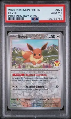 Eevee - 074/131 - Pokemon Day 2025 Stamp Promo - Prismatic Evolutions - PSA 10 - Image 1