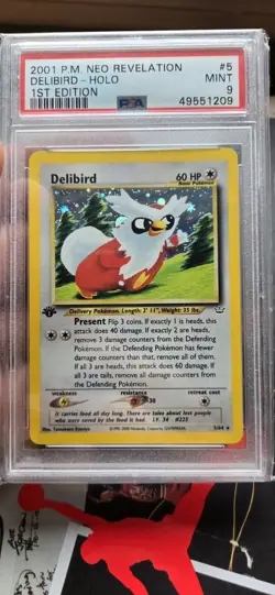 2001 POKEMON NEO REVELATION 1ST ED #5 DELIBIRD-HOLO PSA 9 - Image 1