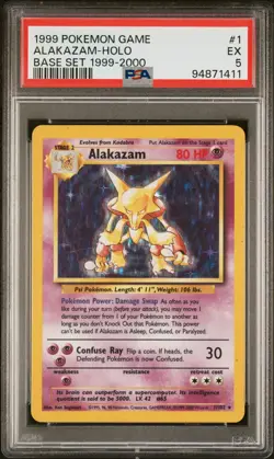 PSA 5 - Pokemon Base Set Alakazam - 4th Print - 1999-2000 - Uk print - POP 16 - Image 1