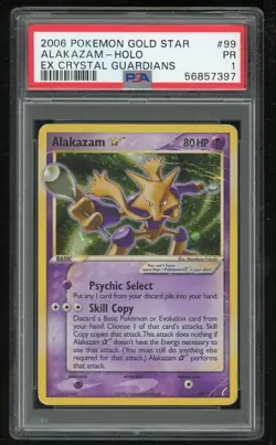 Pokemon Alakazam Gold Star EX Holo Rare Crystal Guardians 99/100 PSA 1 Poor - Image 1