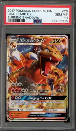 Pokemon Charizard GX Burning Shadows Holo Ultra Rare #20 PSA 10 Gem Mint - Image 1