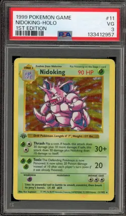 Pokemon Nidoking Base Set Shadowless 1st Edition Holo Rare #11 PSA 3 - Image 1
