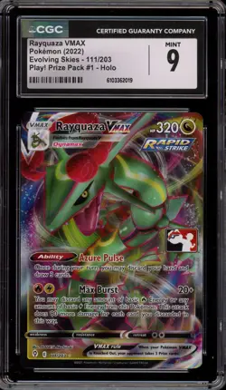 Pokemon Rayquaza VMAX Pokemon Prize Pk. Series 1 PLAY! Full Art #111 CGC 9 - Image 1