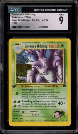Pokemon Giovanni's Nidoking Gym Challenge 1st Edition Holo Rare #7 CGC 9 Mint - Image 1