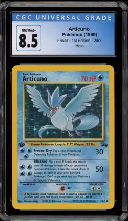 Pokemon Articuno Fossil 1st Edition Holo Rare #2 CGC 8.5 - Image 1