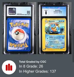 Blastoise Regular Rare CGC 8 NM/MINT Pokemon (2002) Expedition #36/165 - Image 3