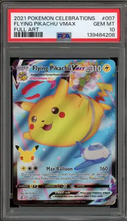 Pokemon Flying Pikachu VMAX Celebrations Full Art #007 PSA 10 Gem Mint - Image 1