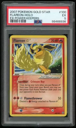 Pokemon TCG Flareon Gold Star Holo EX Power Keepers #100 PSA 5 EX 2007 - Image 1