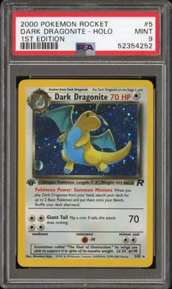 2000 Pokemon Rocket Dark Dragonite-Holo #5 1st Edition MINT PSA 9 - Image 1