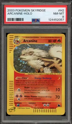 Pokemon Arcanine Expedition Holo Rare #H2 PSA 8 - Image 1