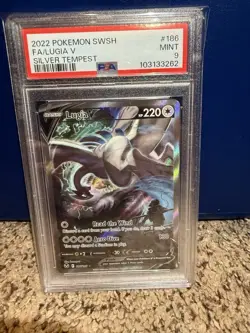 2022 POKEMON SWORD & SHIELD SILVER TEMPEST 186/195 LUGIA V- PSA 9 - Image 1