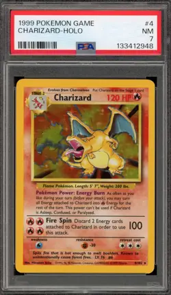 Pokemon Charizard Base Set Unlimited Holo Rare #4 PSA 7 - Image 1