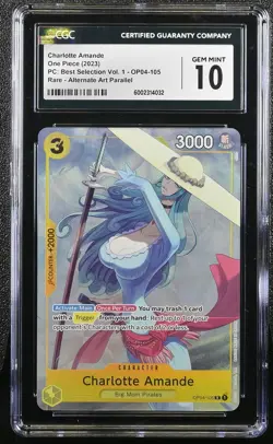 CGC 10 GEM MINT JAPANESE ONE PIECE 2023 CHARLOTTE AMANDE OP04-105 PREMIUM CARD - Image 1