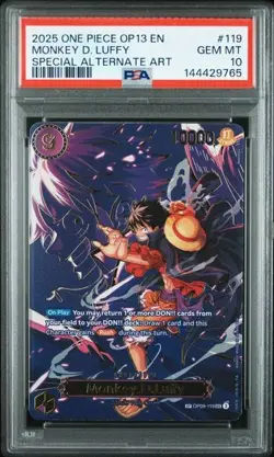 2025 ONE PIECE CARRYING ON HIS WILL SPECIAL ALT ART #119 MONKEY D. LUFFY PSA 10 - Image 1