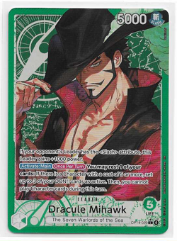 ONE PIECE THE AZURE SEA'S SEVEN DRACULE MIHAWK OP14-020 ALT ART (NEVER PLAYED) - Image 1