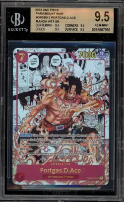 One Piece CCG Portgas.D.Ace Paramount War Manga Alt Art OP02-013 BGS 9.5 - Image 1