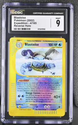 CGC 9 MINT Blastoise 2002 Expedition 4/165 Reverse Holo Pokemon Card - Image 1