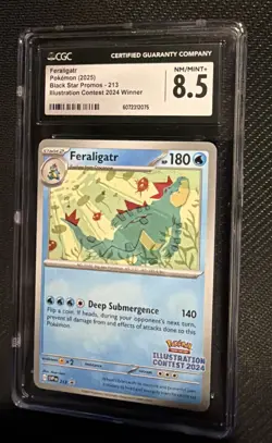 Feraligatr Pokemon Card Illustration Contest 2024 Winner Black Star Promo CGC - Image 2