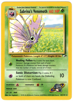 Sabrina's Venomoth 34/132 Gym Heroes Regular Rare Vintage Pokemon Card - Image 1
