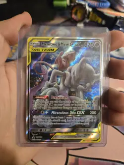 Pokemon Mewtwo and Mew GX TCG Sun & Moon Holo Promo Card #SM191 - Image 1