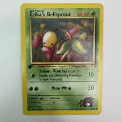 1st Edition Erika’s Bellsprout 76/132 Gym Heroes WOTC Pokemon LP - Image 1