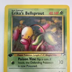 1st Edition Erika’s Bellsprout 76/132 Gym Heroes WOTC Pokemon LP - Image 2